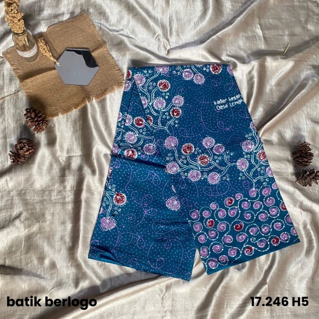 BATIK RIJEK (BERLOGO) Motif Flora Nuansa Hijau Tosca - 17.246