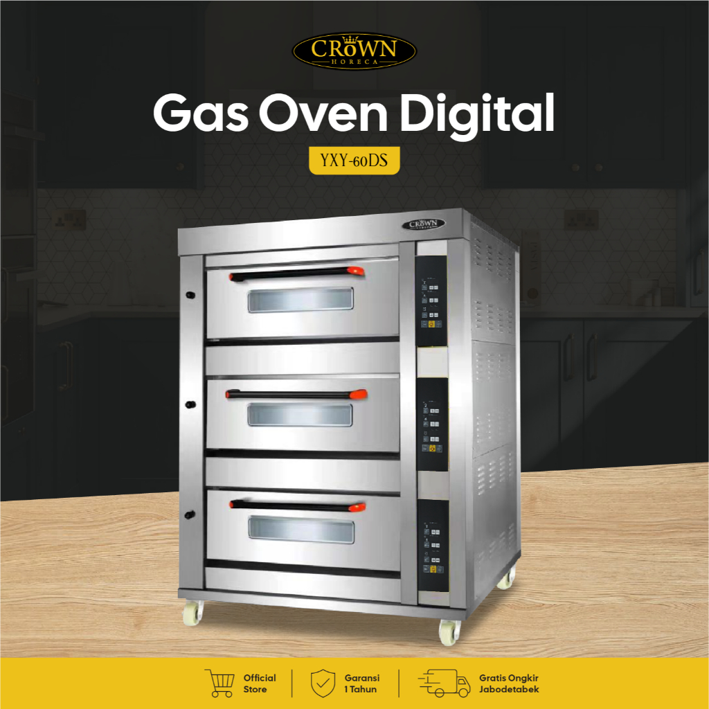 CROWN HORECA - Standard Gas Oven YXY 60 AS -  Pemanggang Stainless Besar Roti Kue Gas Api Atas dan B