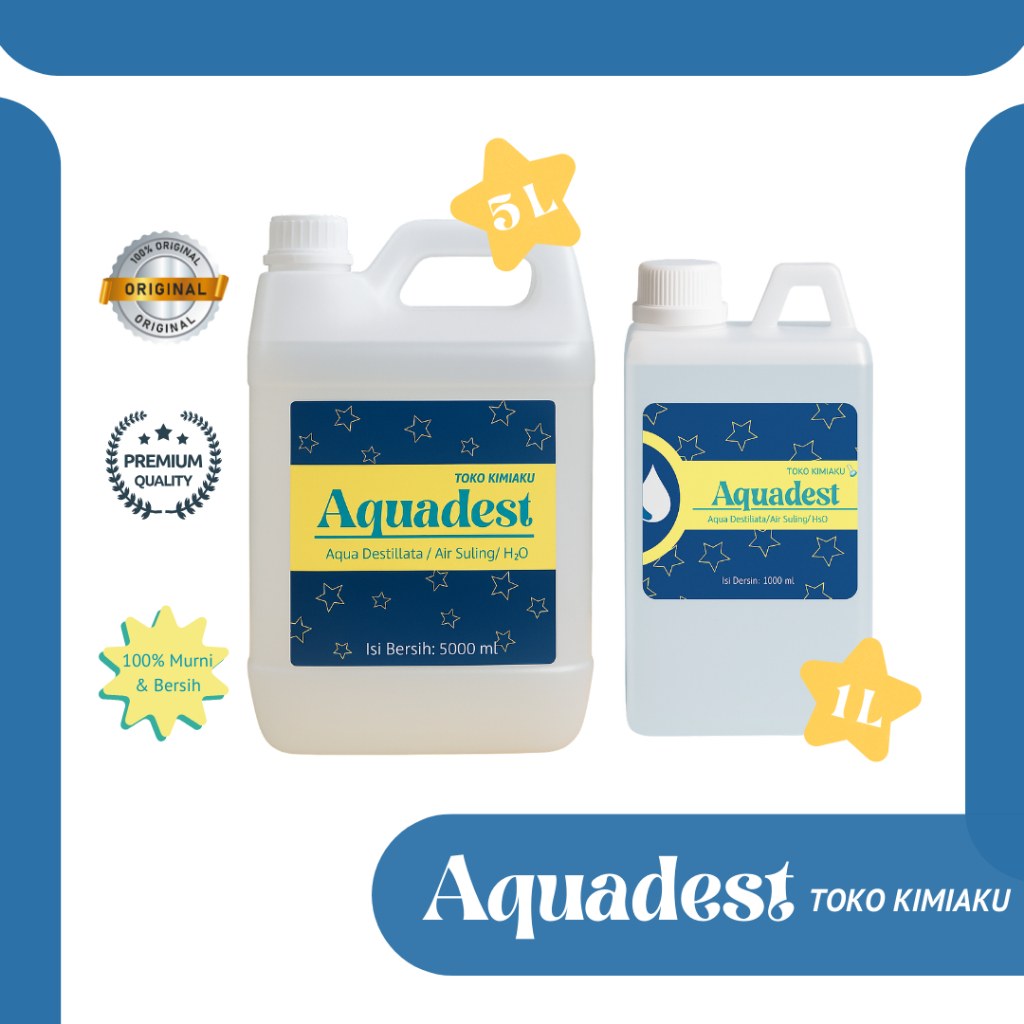 AQUADEST / AIR SULING / AQUA DESTILATA TOKO KIMIAKU – 1000ml / 5000ml – Murni & Bersih