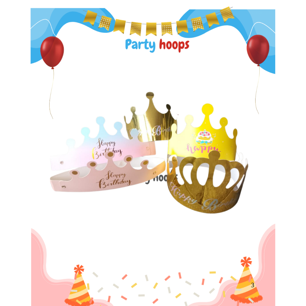 Mahkota Crown King Party Ulang Tahun Kertas Premium Tulisan Happy Birthday Mahkota Kertas Topi Ulang