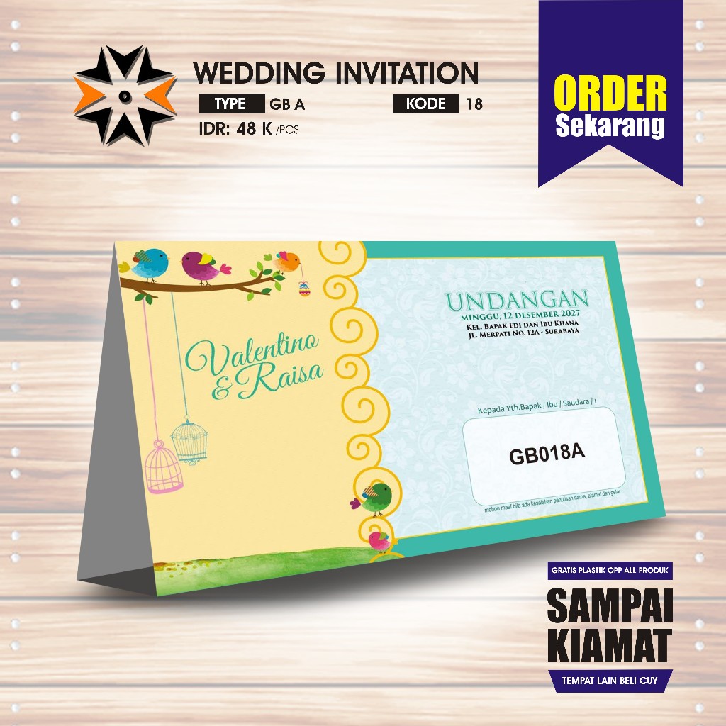 Undangan Pernikahan / GREEN BLANGKO (GB) A 18 / Gratis Plastik OPP / Blangko Undangan Kosongan
