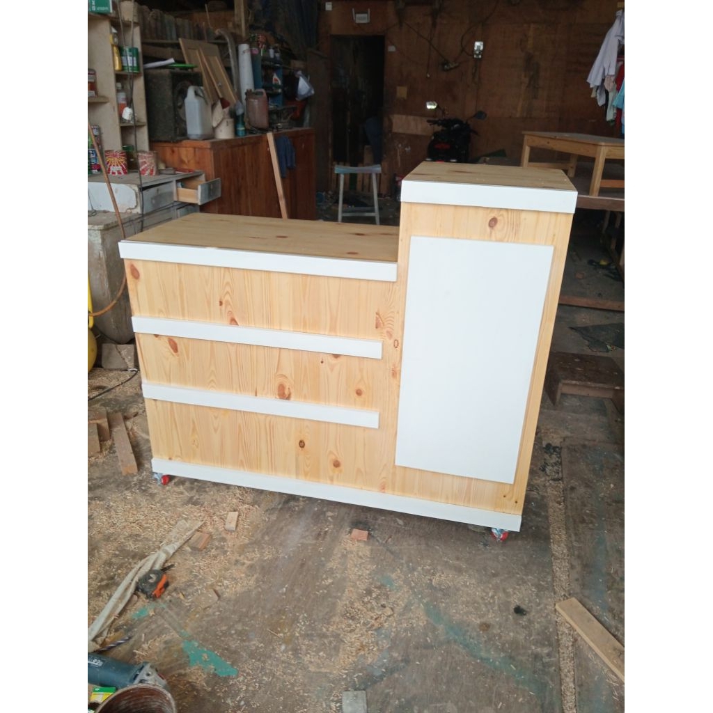 meja kasir jati Belanda panjang 120