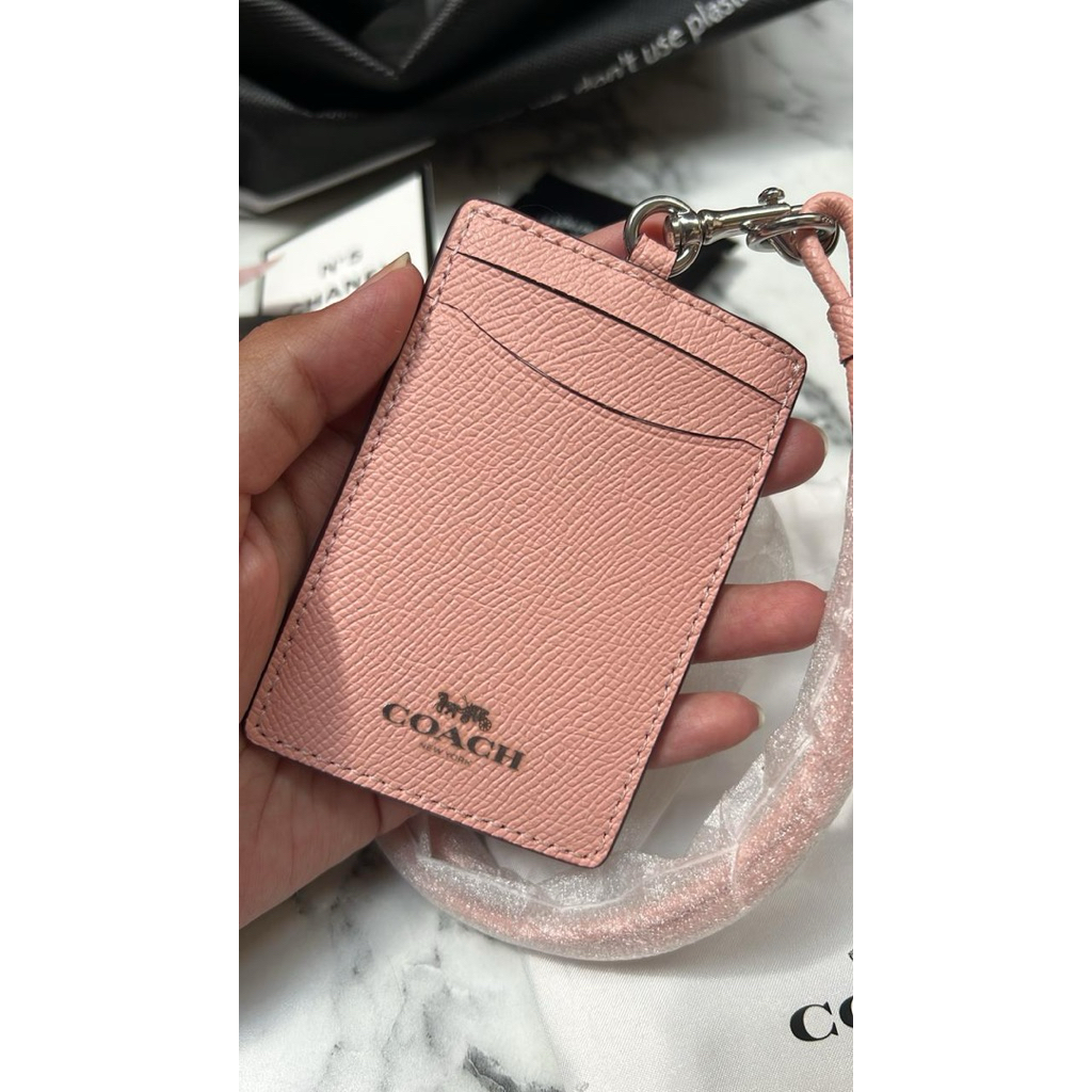 Coach ID Card Holder Lanyard Pink (dengan dustbag)