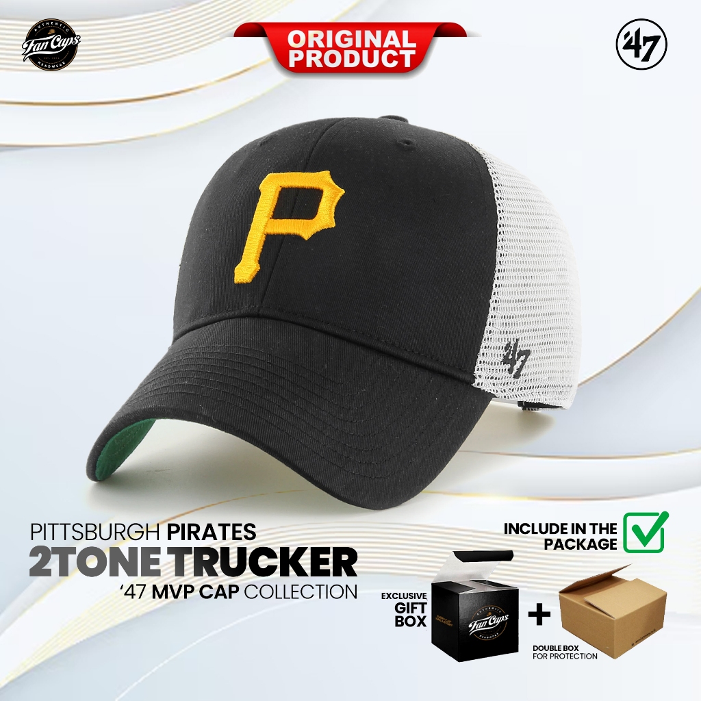 Topi 47 Original MLB Pittsburgh Pirates Branson Trucker MVP warna Hitam | FREE GIFT BOX