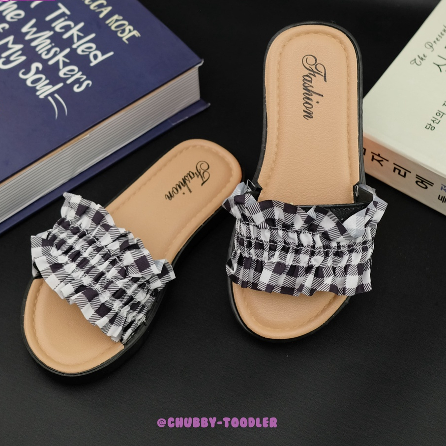 Bestbabyloli SH2233 Sandal Selop Teplek motif kotak - kotak Perempuan Import premium