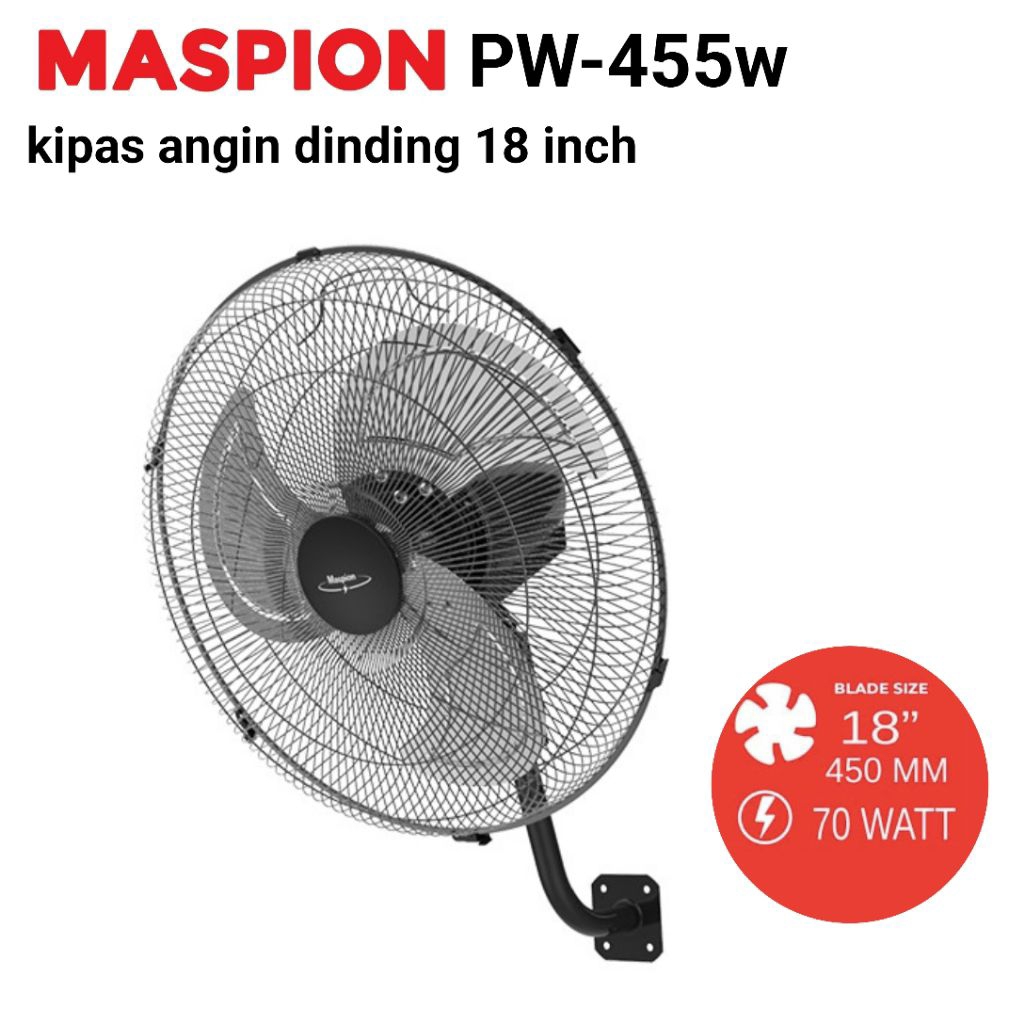 kipas angin MASPION PW-455W Tembok/Dinding 18"inch/kipas angin wallFan Maspion 18"inch blower