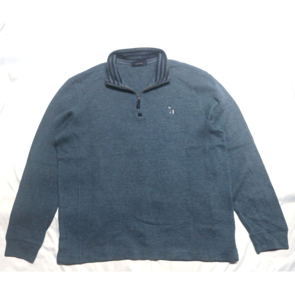 (NO NEGO) HAZZYS Half Zipper Blue Denim Jumper Knitwear Sweater Sweatshirt Crewneck Rajut Wool Jaket