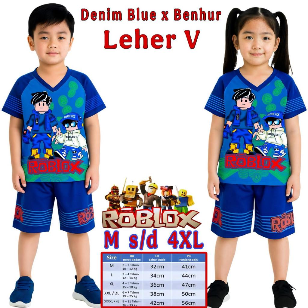 Setelan Anak Laki Laki Leher V Motif Roblox / Baju Anak Gambar Roblox