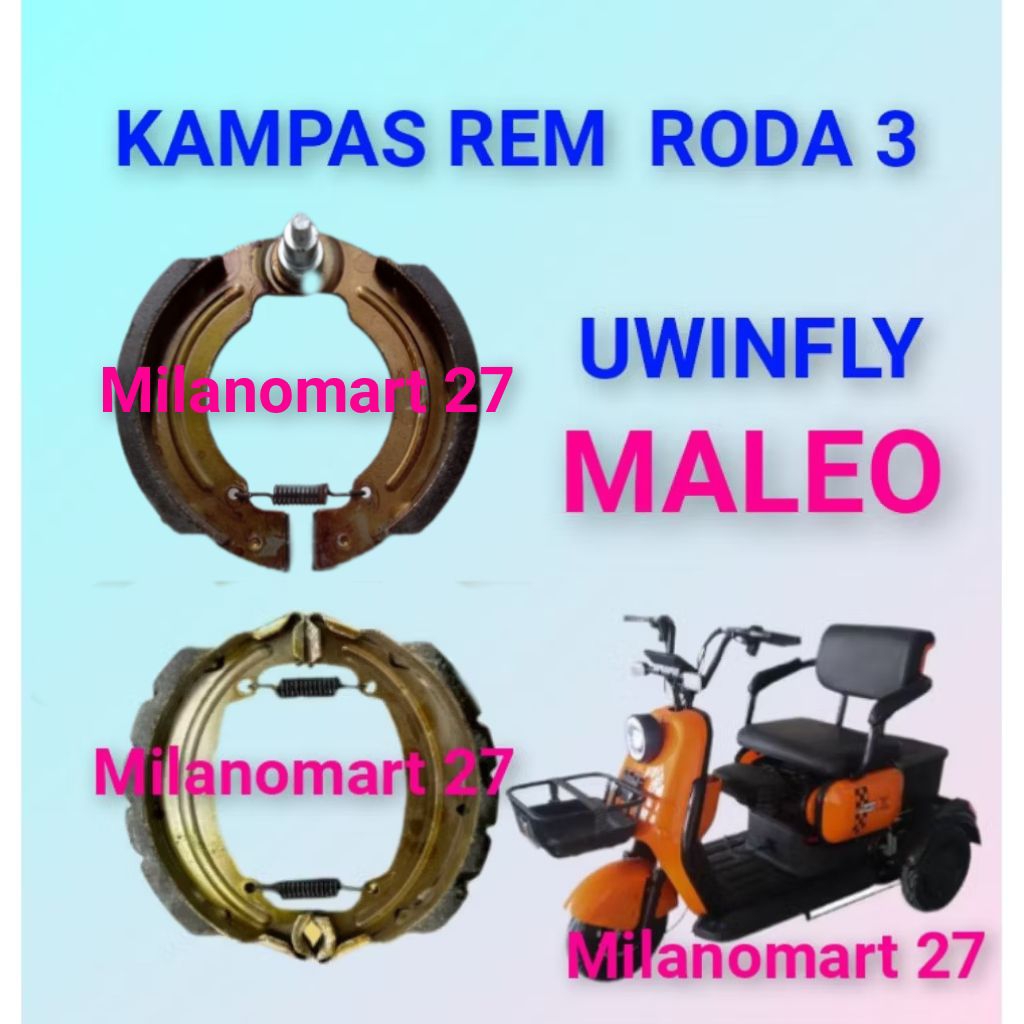 kampas rem belakang uwinfly maleo kampas rem sepeda listrik roda tiga uwinfly maleo roda 3