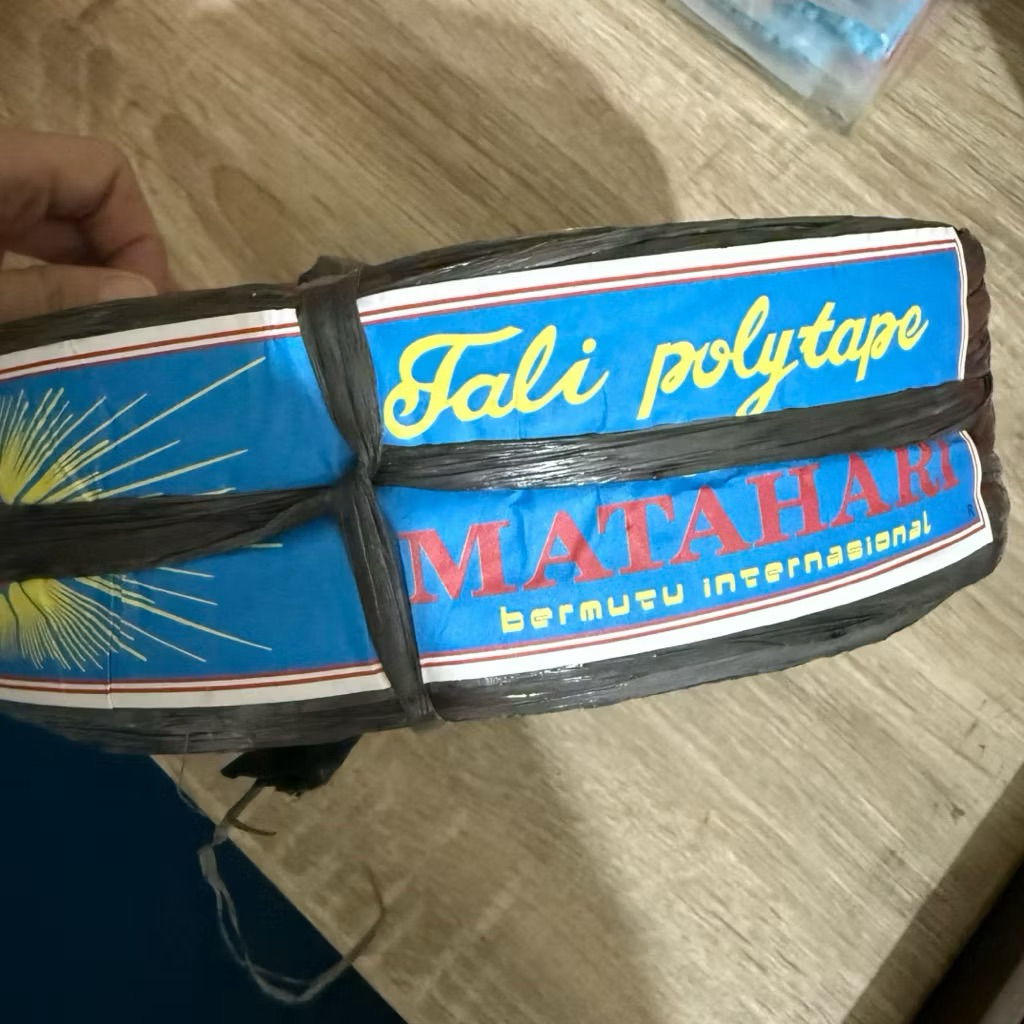 TALI PLASTIK HITAM TALI PLASTIK ASOY POLYTAPE MATAHARI 4ons READY STOCK