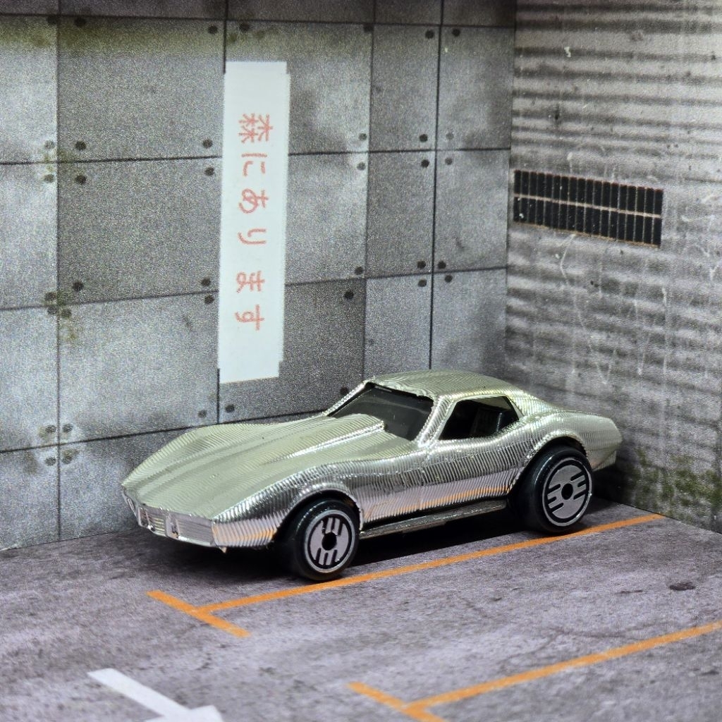 Hot Wheels Loose 1/64 Gleam Team Corvette Stingray Metallic Silver Texturized