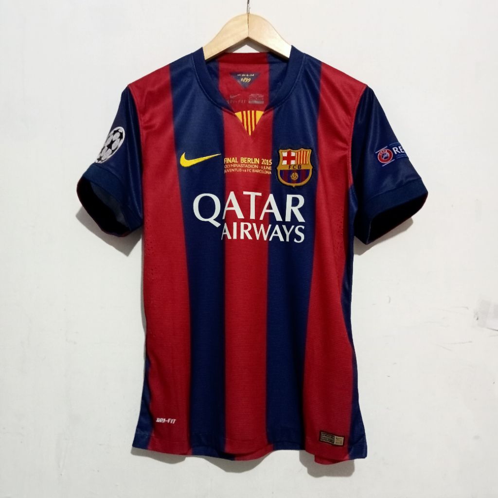Jersey Player Issue Barcelona Home 2014/2015 Nameset Messi Full Patch Champions League Jersey Barcel