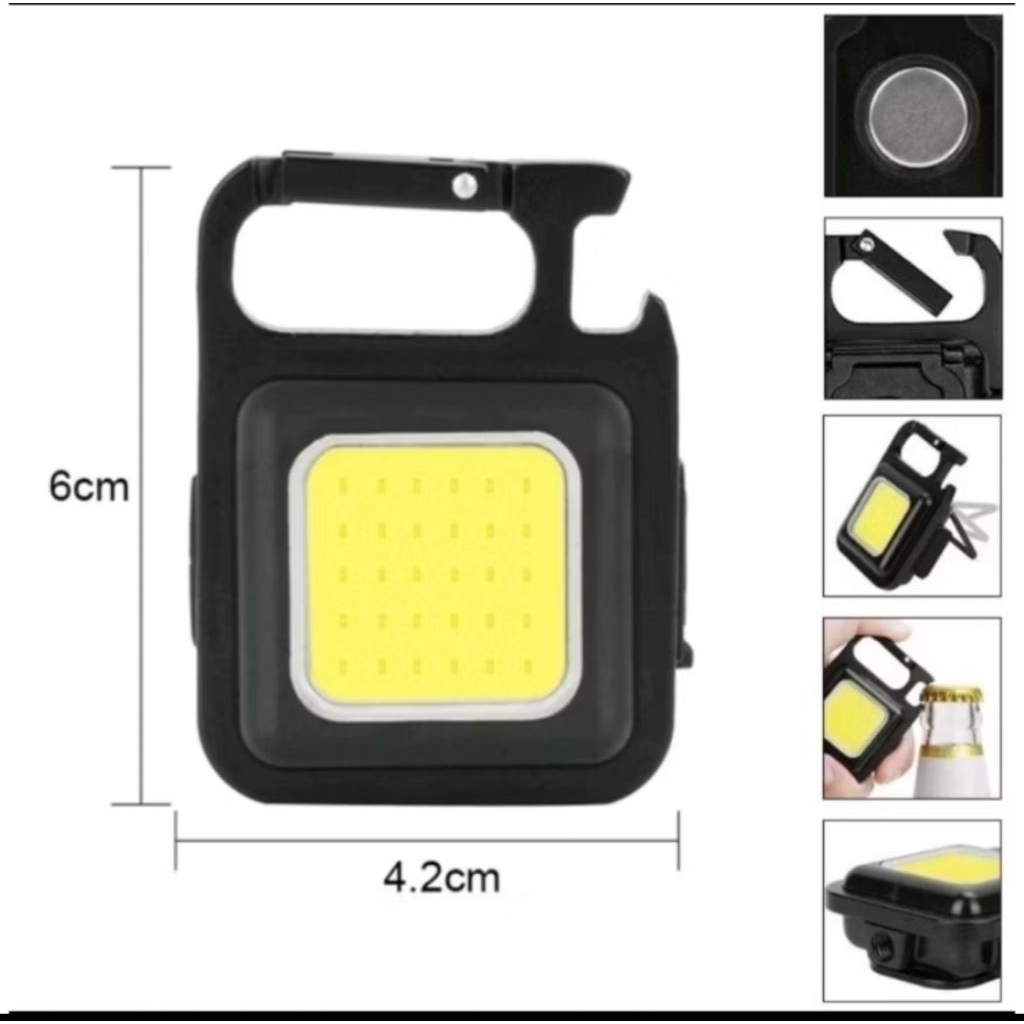 Senter Mini LED COB Gantungan Kunci Besi Lampu Kecil Keychain Camping Alumunium Cas USB