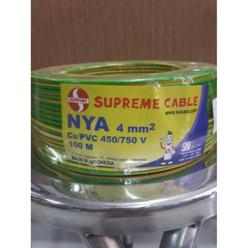 Kabel Supreme NYA 4 mm Kuning Eceran / Supreme NYA 4 mm Kuning Eceran