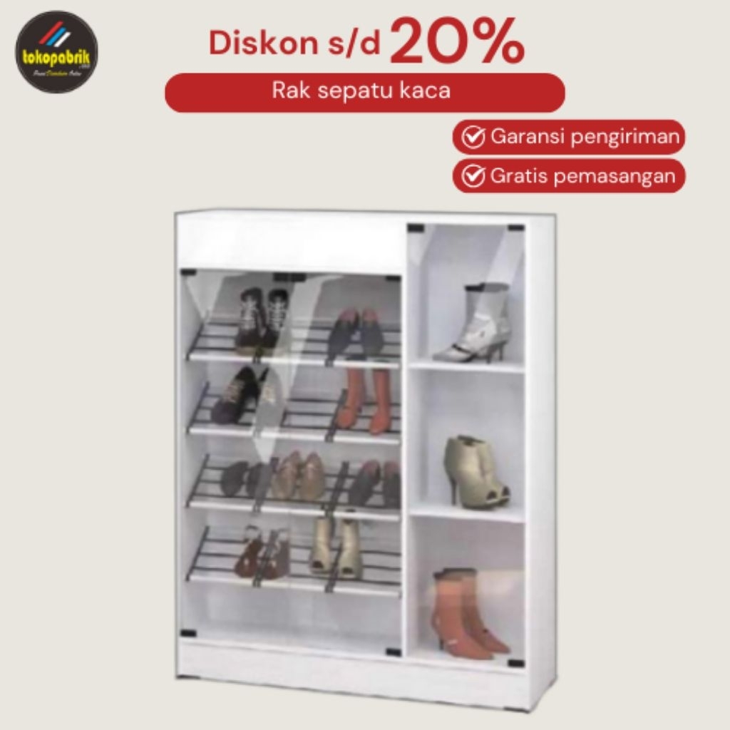 Rak Sepatu Kaca Minimalis / Lemari Sepatu / Rak Penyimpanan Sepatu Murah Ciamis Tasikmalaya Cirebon 