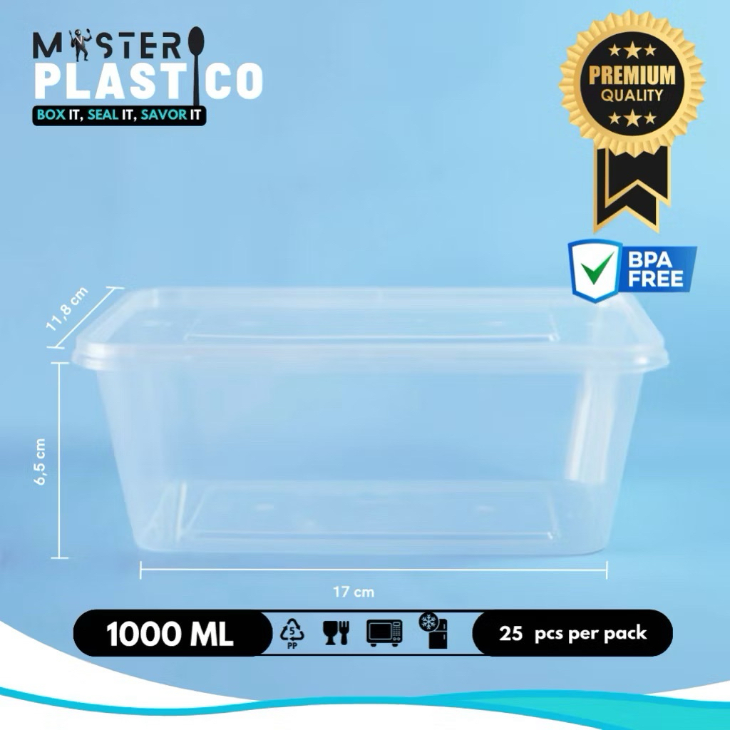 (25 PCS) Thinwall 1000ML Rectangular Mister Plastico | Thinwall kotak 1000ML | Thinwall 1000ML