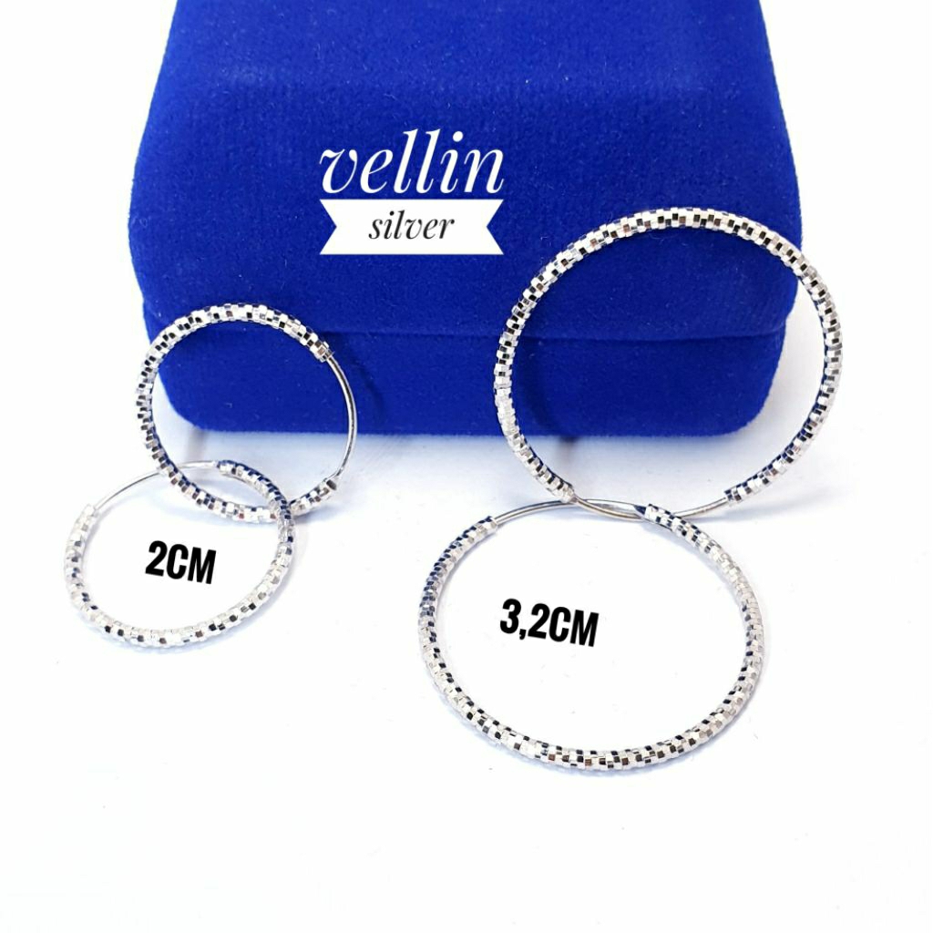 Anting Bulat Perak 925 Asli Lapis Emas Putih - Anting Gipsi Gipsy Silver 925 Anting Wanita Bulat