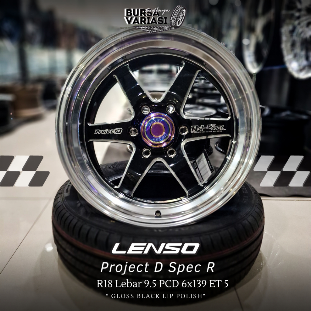Jual Velg Mobil R18x9.5 Pcd 6x139 ET 5 Lenso ProjectD SpecR Black Lip Polish. Velg PajeroSport