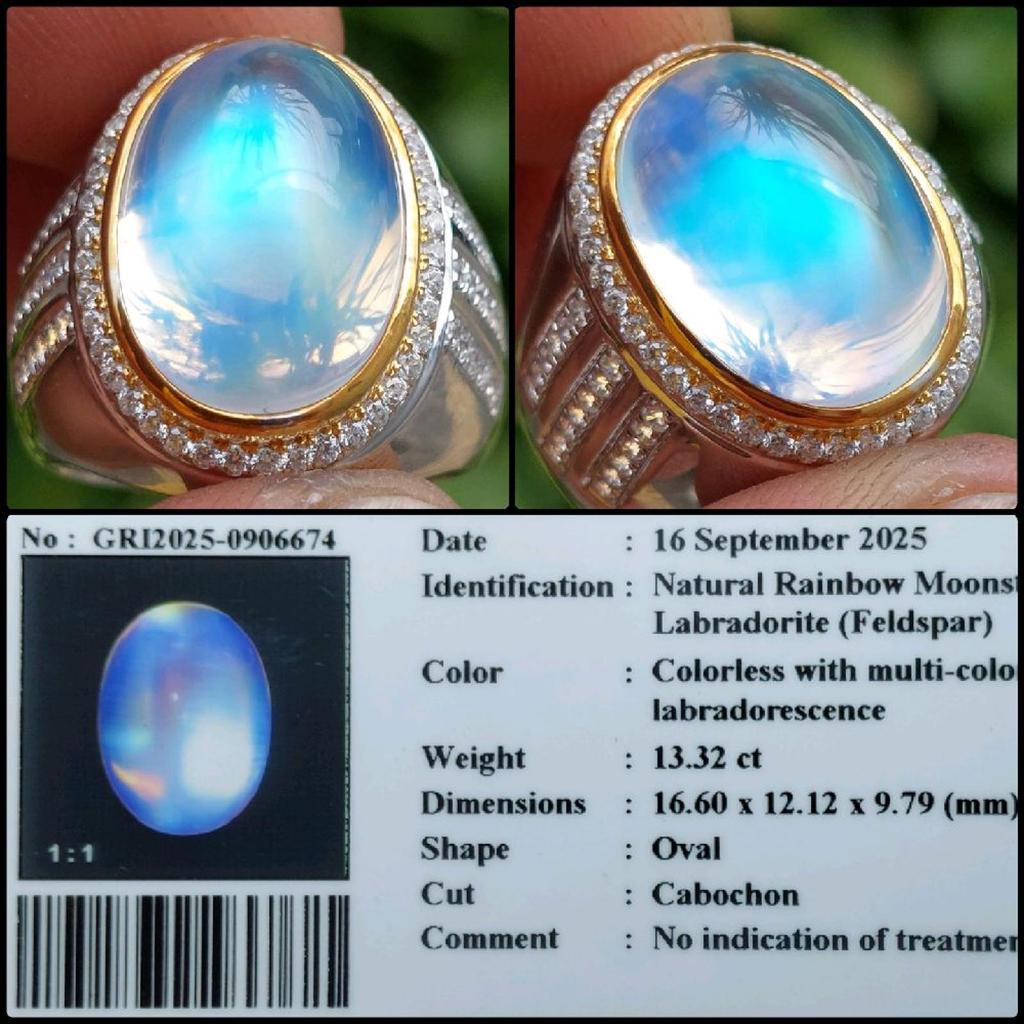 Natural Rainbow Moonstone Feldspar Crystal High Quality Gems Batu Permata Biduri Bulan Asli Garansi