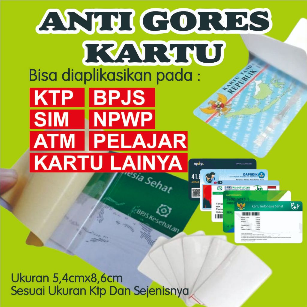 Anti Gores/Laminating Untuk KTP SIM BPJS NPWP