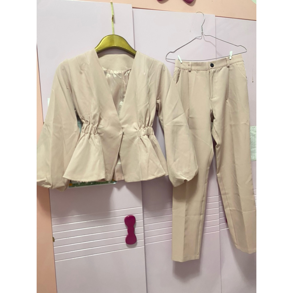 Setelan Blazer Pink Celana Panjang Jrep