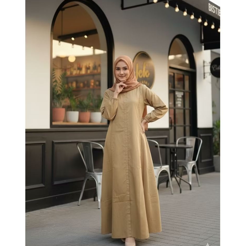 Liliarda Gamis Toyobo Full Kancing Premium Dress Wanita murah Gamis bahan toyobo kombinasi brokat dr