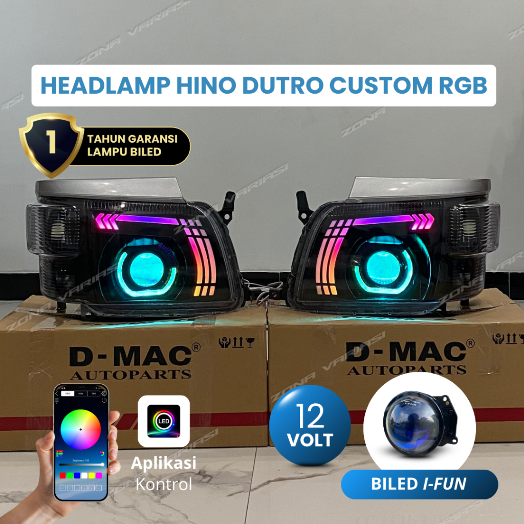 Head Lamp Hino Dutro Set Biled Custom RGB Headlamp Truk Hino Dutro Dyna Euro 4 Euro 2 Lampu Depan Hi
