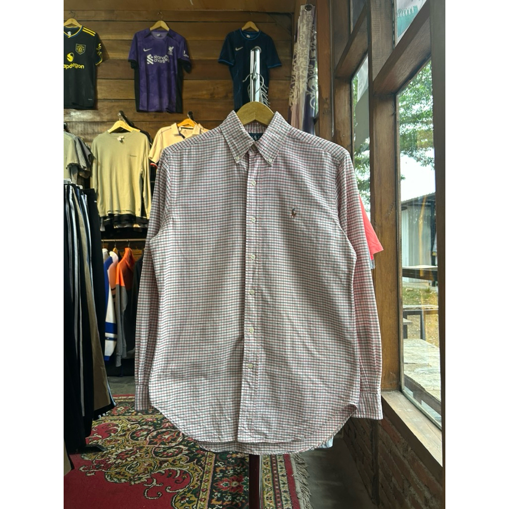 Kemeja Polo Ralph Lauren Putih Motif Kotak Second Original