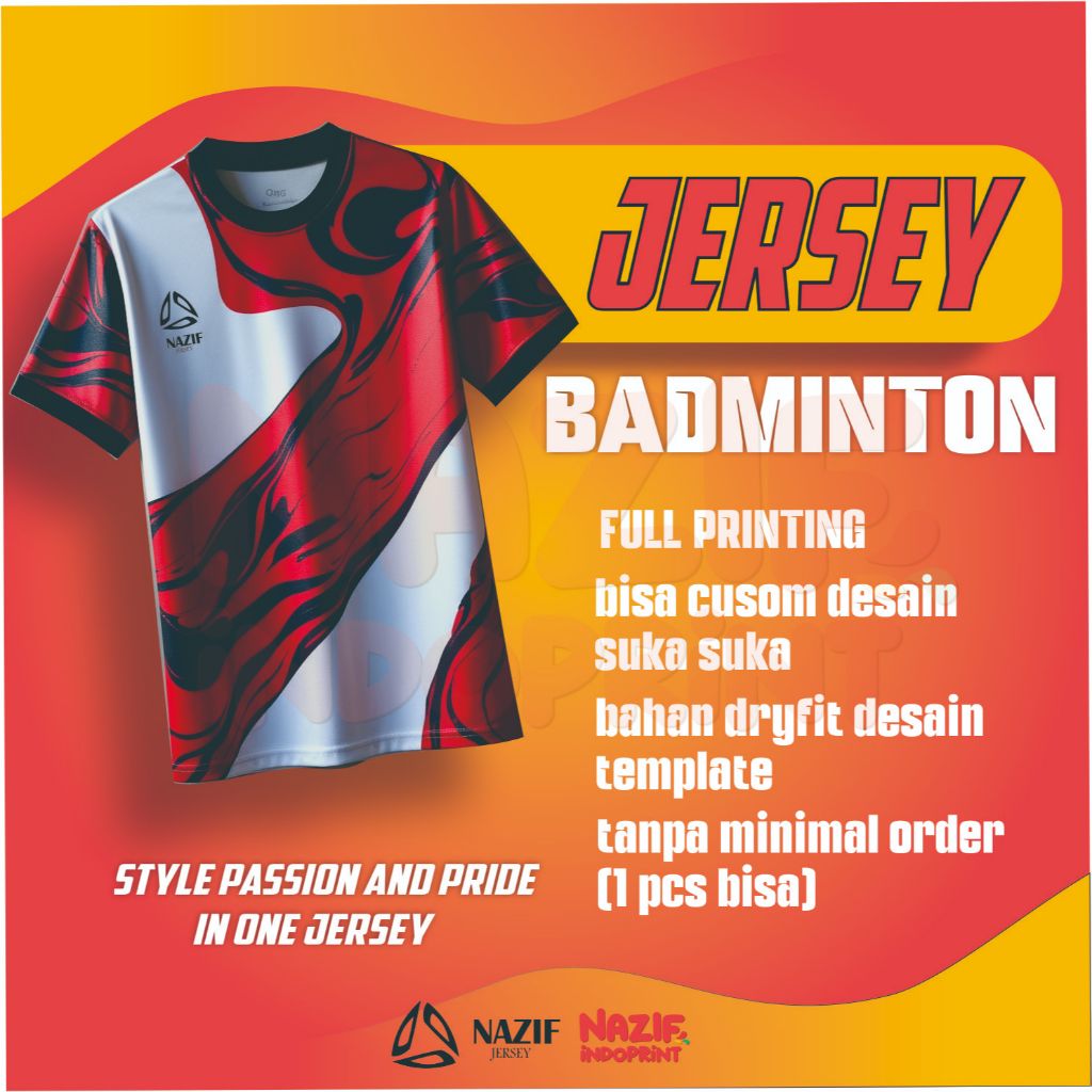 Jersey Badminton Custom / Baju Olahraga Badminton Custom / Jersey Badminton Custom Full Printing / J