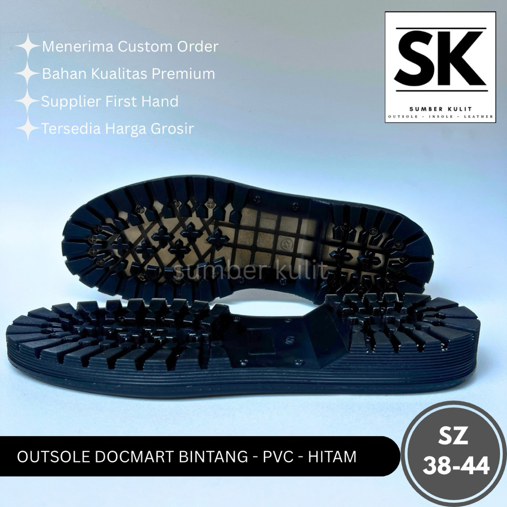 SOL DOCMART BINTANG PVC HITAM / OUTSOLE DOCMART BINTANG PVC / SOL SR 103 PVC HITAM / SOL BOOTS PDL S