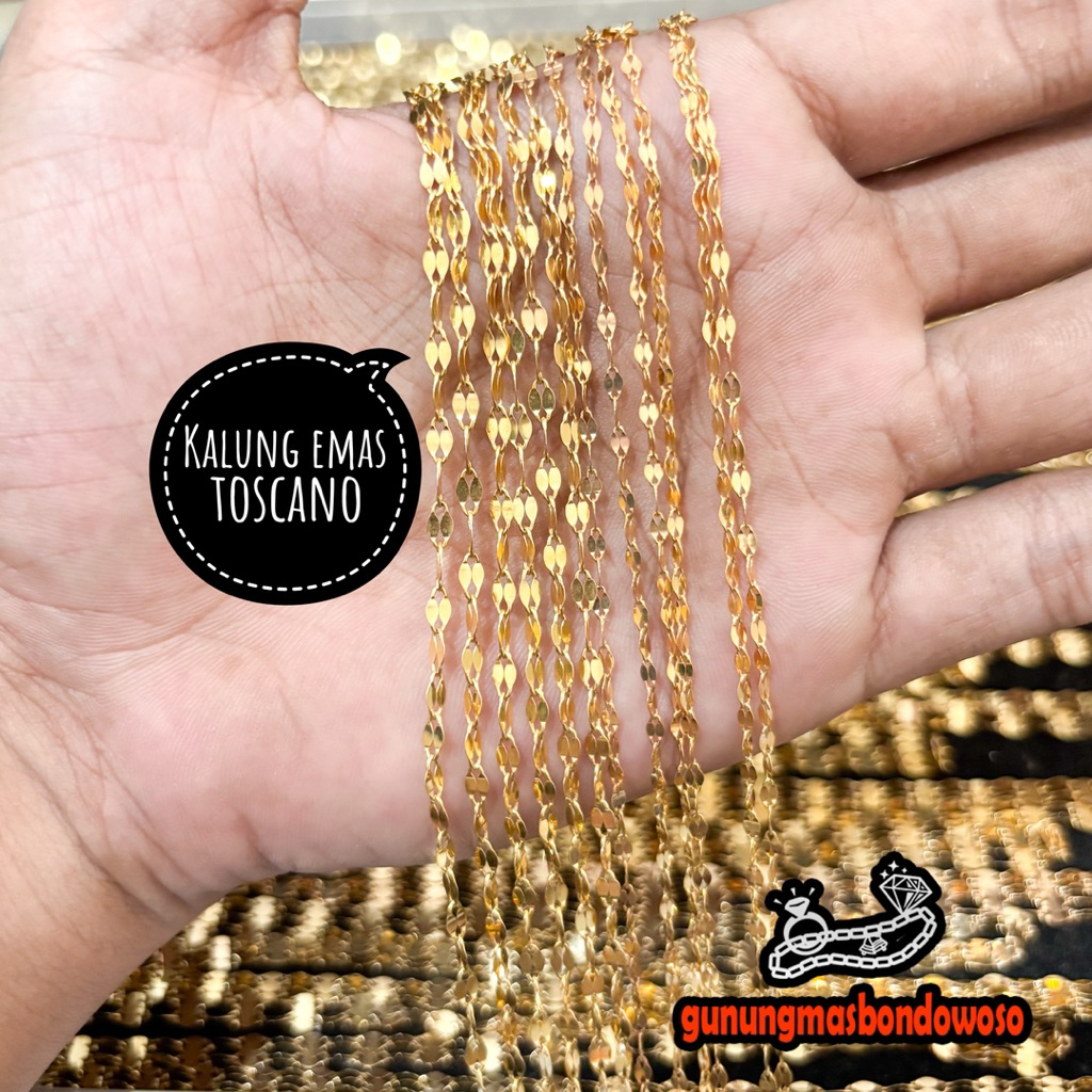 Kalung toscano pecah kopi dewasa emas asli kadar 420 9k