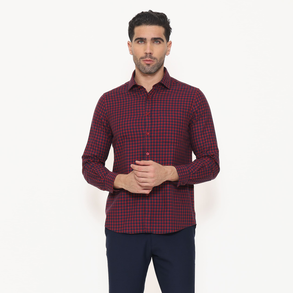 Schoeller Kemeja Pria Lengan Panjang Motif Kotak-Kotak – Barra