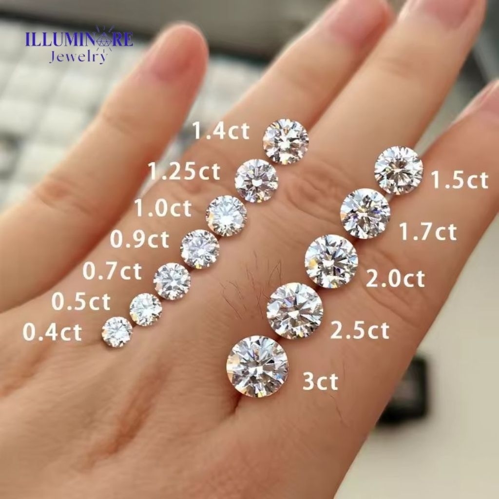 Illuminare-(100% Original) 0.5-4 Carat Batu Permata Loose Berlian Round Moissanite Asli Lolos Diamon