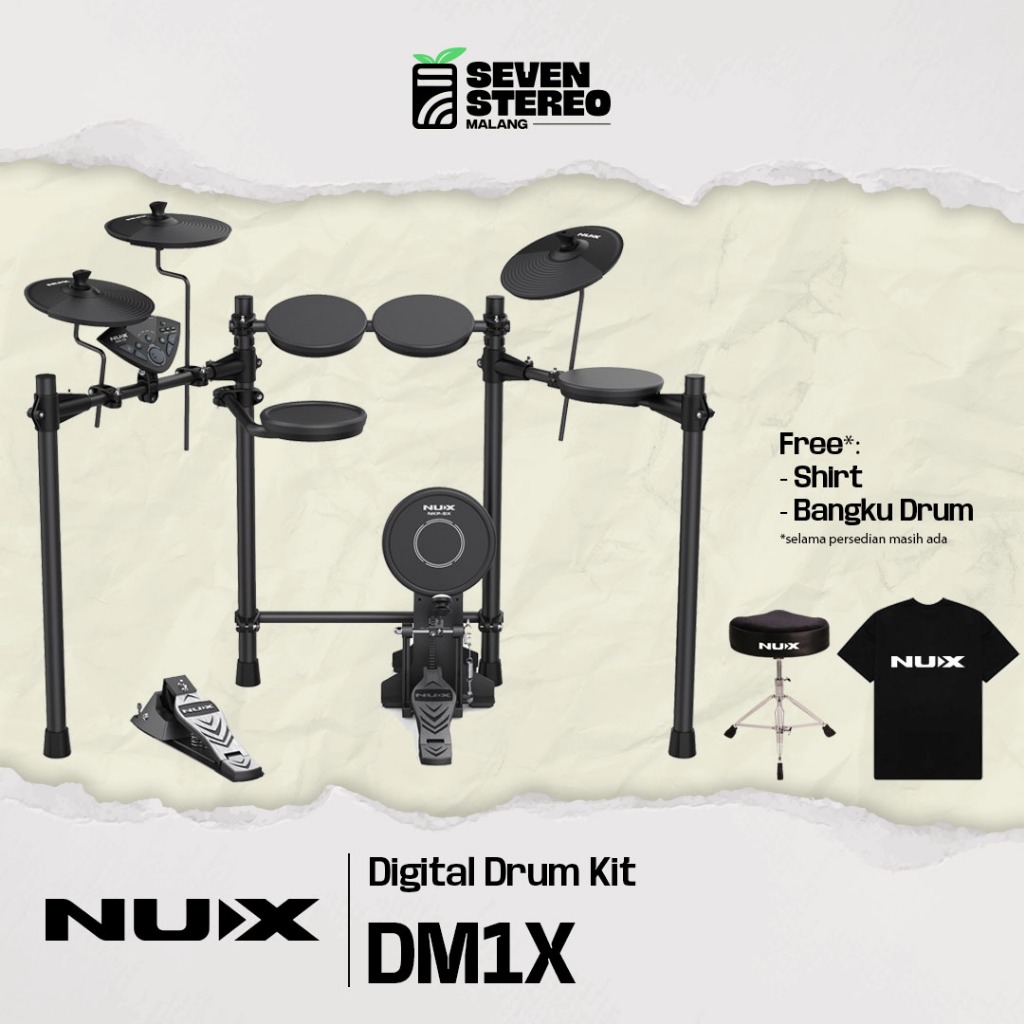 NUX DM1X Electric Drum Set – Drum Elektrik Lengkap dengan Pad Karet Nyaman & Tahan Lama