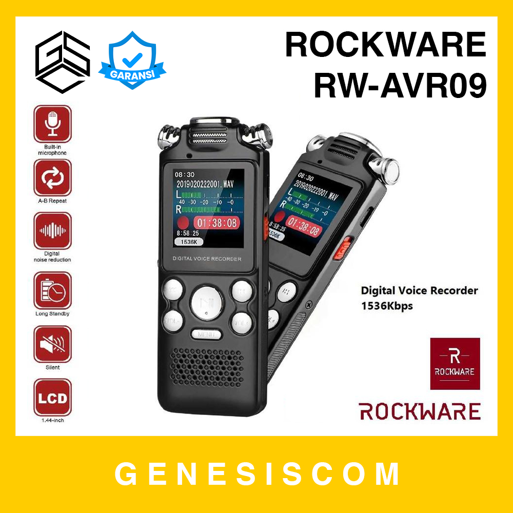 Voice Recorder ROCKWARE RW-AVR09 8GB Perekam Suara Digital Alat Rekam Mic Microphone Mikrofon Rekord