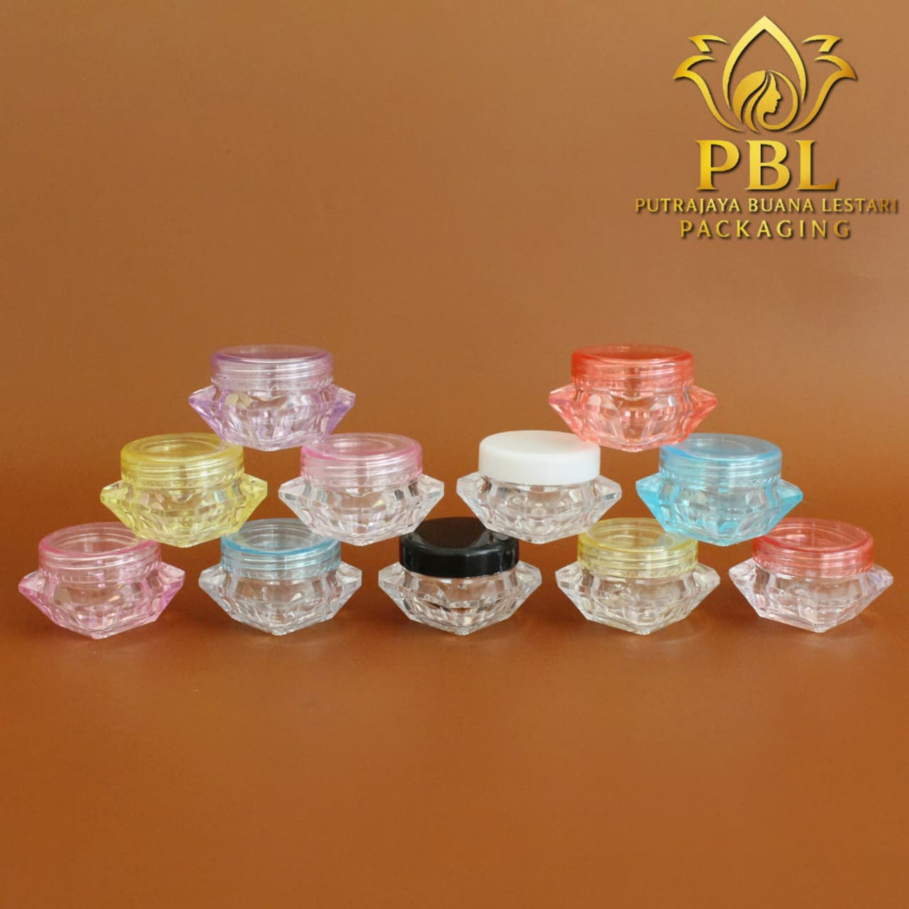 Pot Jar Cream Diamond 5gr / Wadah Cream 5gr / Pot Cream 5gr Jar Acrylic Diamond 5gr / Pot Kemasan Ko