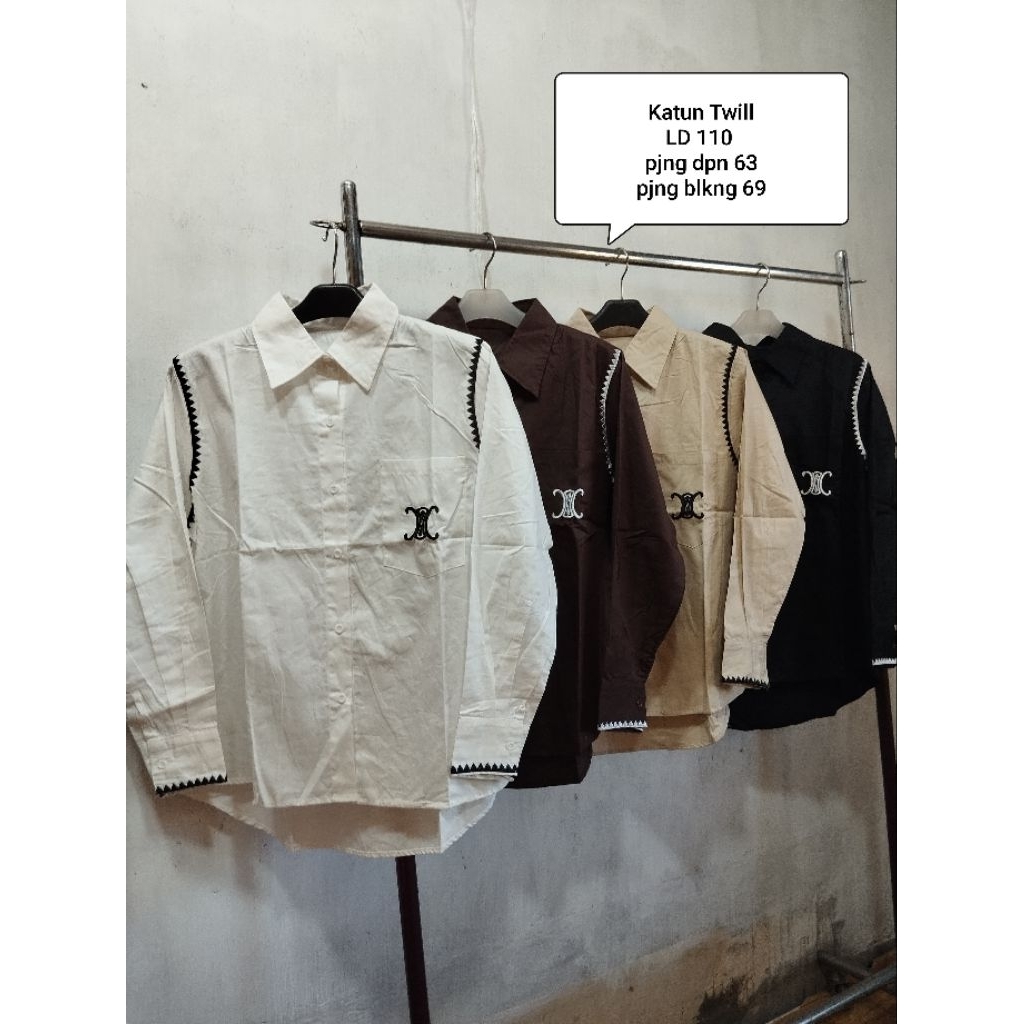Kemeja katun twill bordir