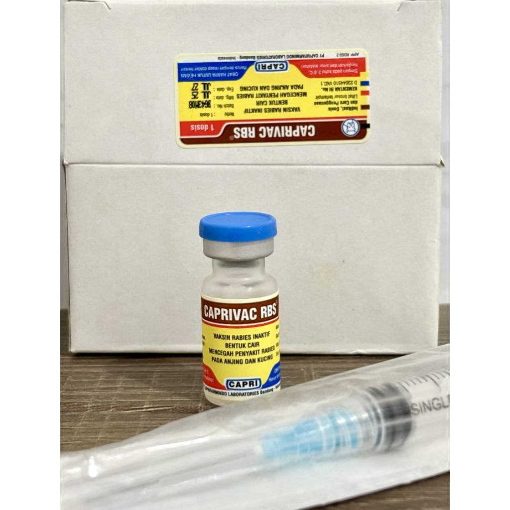 VAKSIN RABIES KUCING ANJING 1 ds + spuit Merk Caprivac