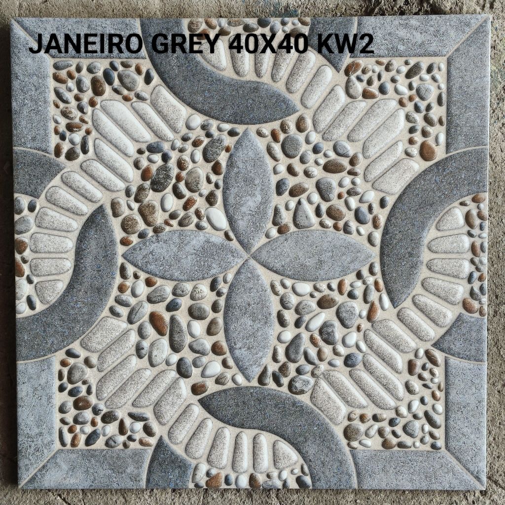 Keramik Lantai 40x40 Janeiro Grey Kasar Motif