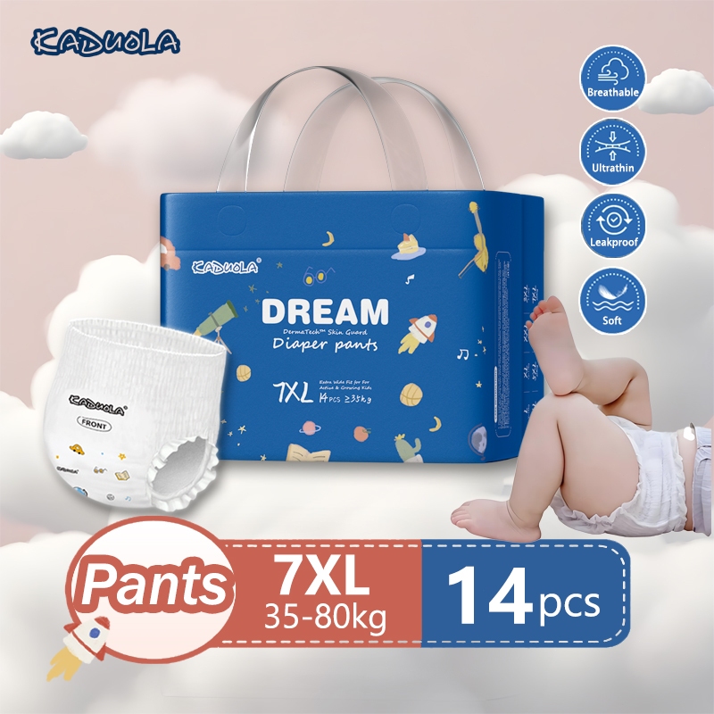 Popok Bayi Ukuran Mega Kaduola Celana Popok Ultra-Lembut 7XL Lampin Pull-up Super Tipis & Bernapas U