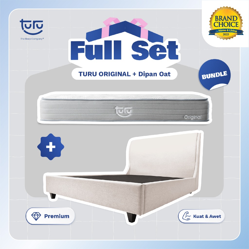 Set Bundle Pocket Spring Bed TURU ORIGINAL + Dipan PEANUT / OAT TURU - FULL SET TERMURAH TERLARIS