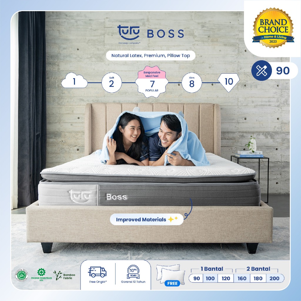 Turu - Kasur Pocket Spring Bed TURU BOSS ukuran 90x200 (Single Size) Free Bantal