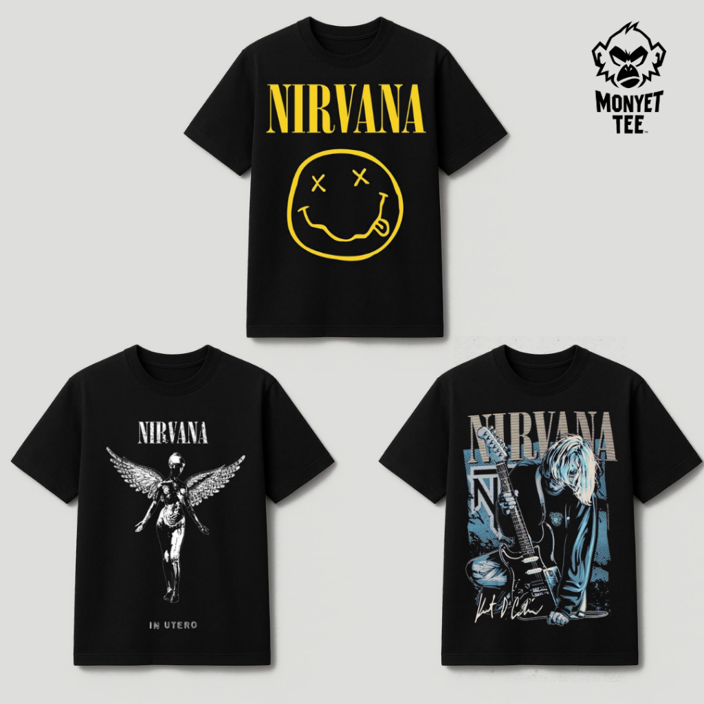 Kaos Band Nirvana Original | T-Shirt Nirvana Unisex Cotton Combed