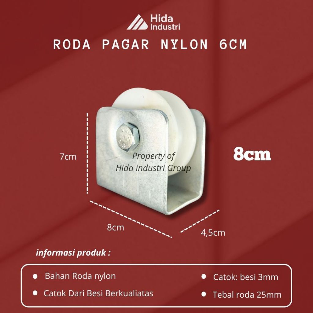 (GROSIR) Roda Pagar Pintu Nylon Ukuran 8cm - Roda Nylon Anti Brisik - Roda Pagar Pintu Besi Nylon
