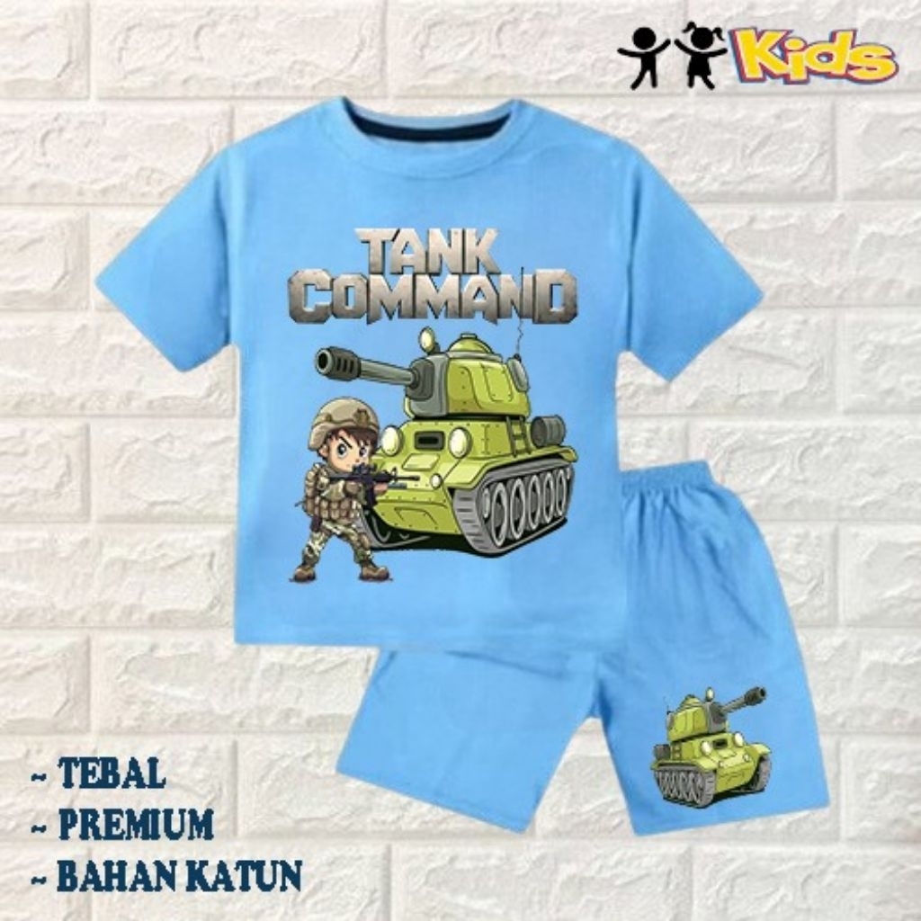 setelan baju anak laki-laki perempuan baju kaos anak laki-laki perempuan motif mobil tank tentara um