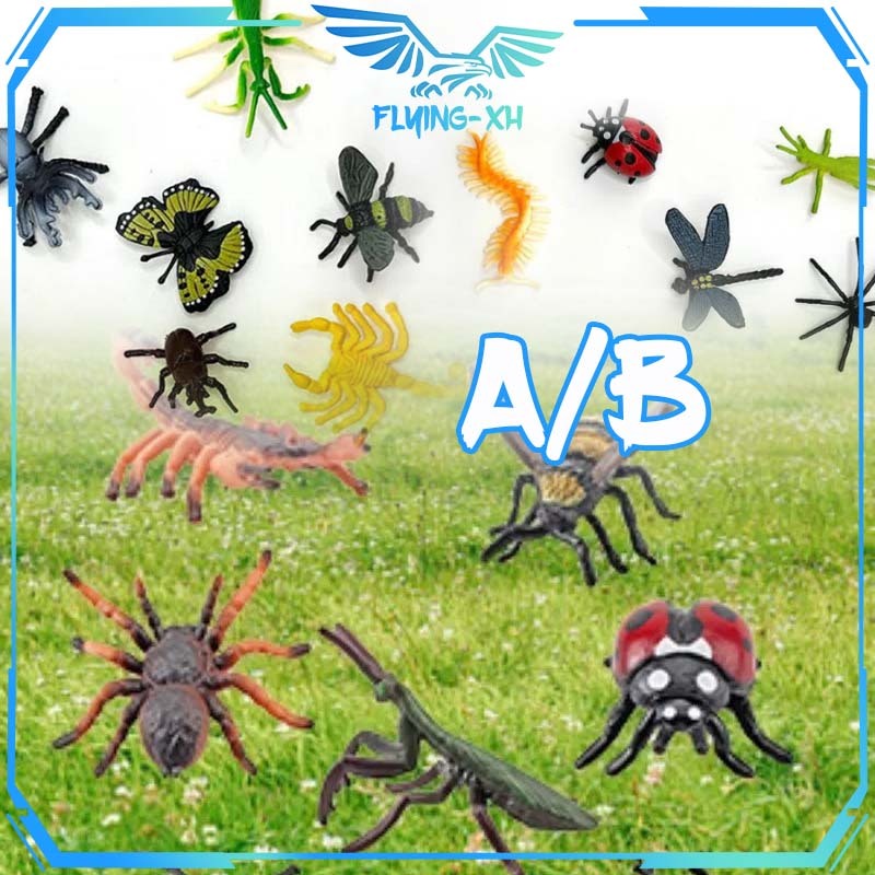 Isi 12pcs Mainan Serangga Karet Mainan Edukasi Anak Binatang Serangga Mainan Mainan Hewan Serangga K