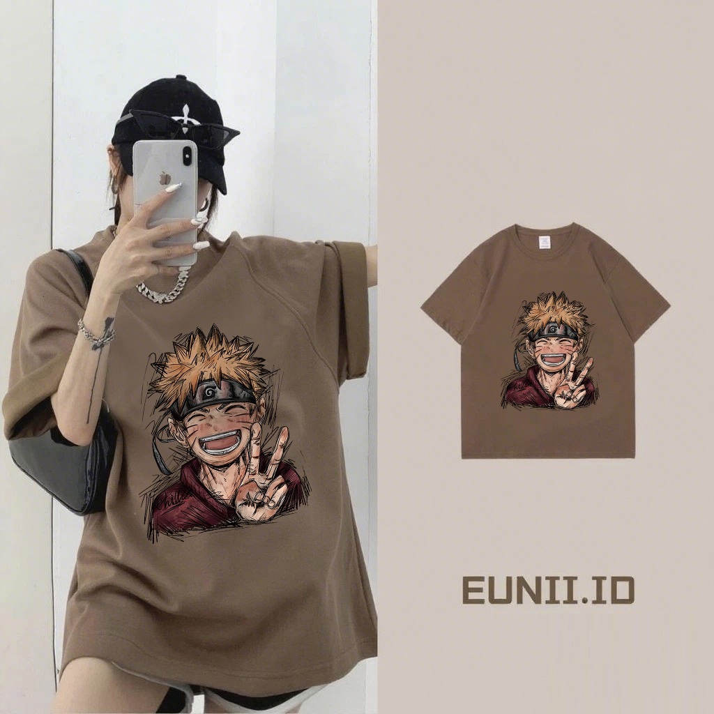 EUNIIKaos Kaos lengan pendek wanita Korea dengan motif anime| Atasan Fashion Elegan Gaya Modern Kore