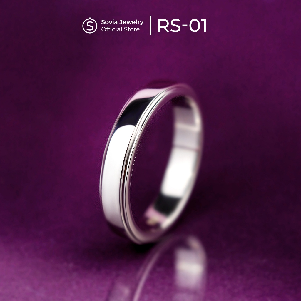 Sovia Jewelry - Cincin Single Cowok Lamaran Tunangan Nikah Palladium Platinum RS-01
