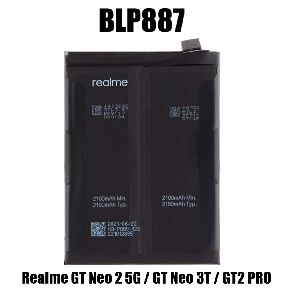 Baterai Realme GT neo 2 5G GT 2 pro GT neo 3T BLP887 Original Copotan Baterai BLP887