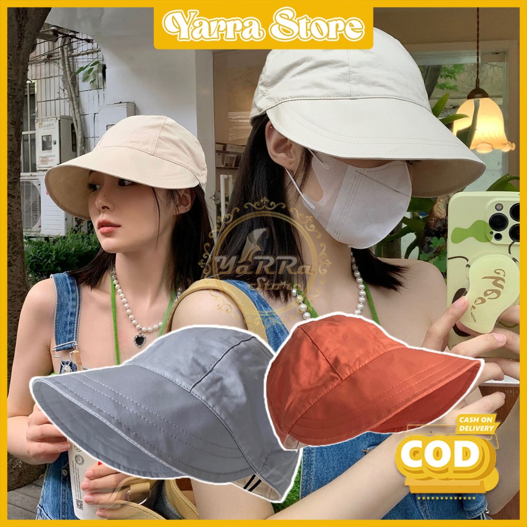 Topi Pantai Korea Visor Anti Sinar UV Matahari Bucket Half Aksesoris Fashion Wanita Kualitas Import 